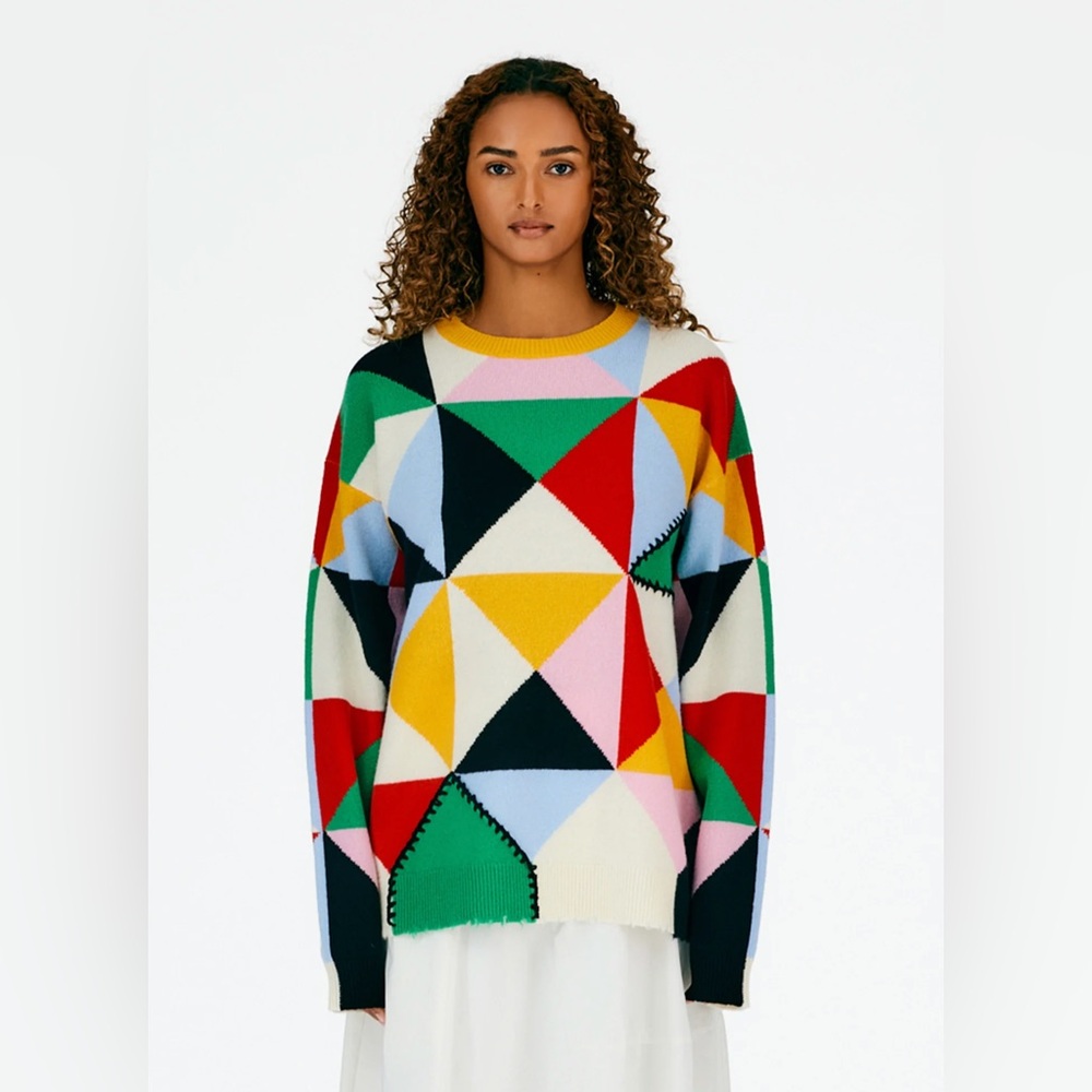 Tibi Patchwork Intarsia Sweater